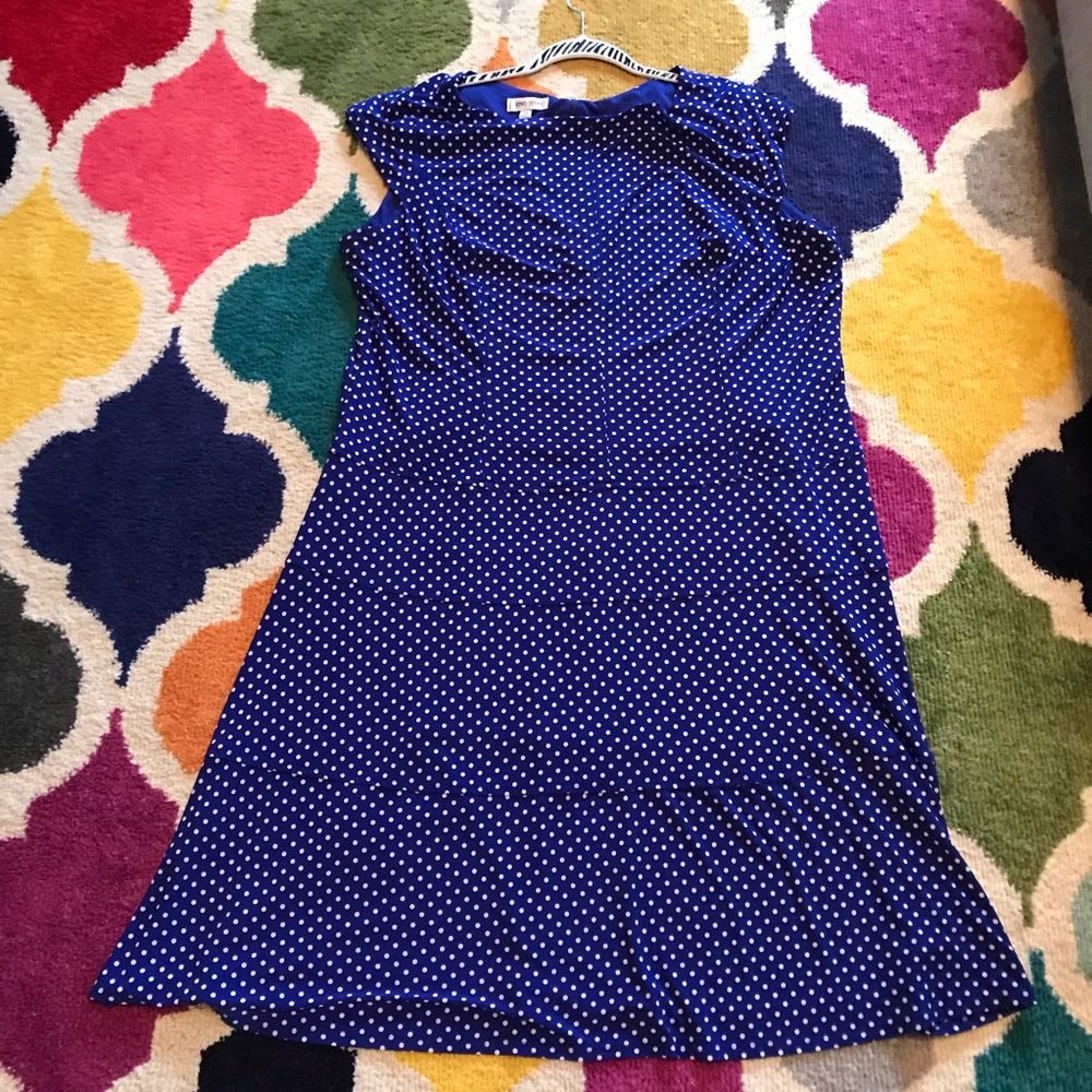 Jones Studio 18w blue polka dot dress 50s pinup